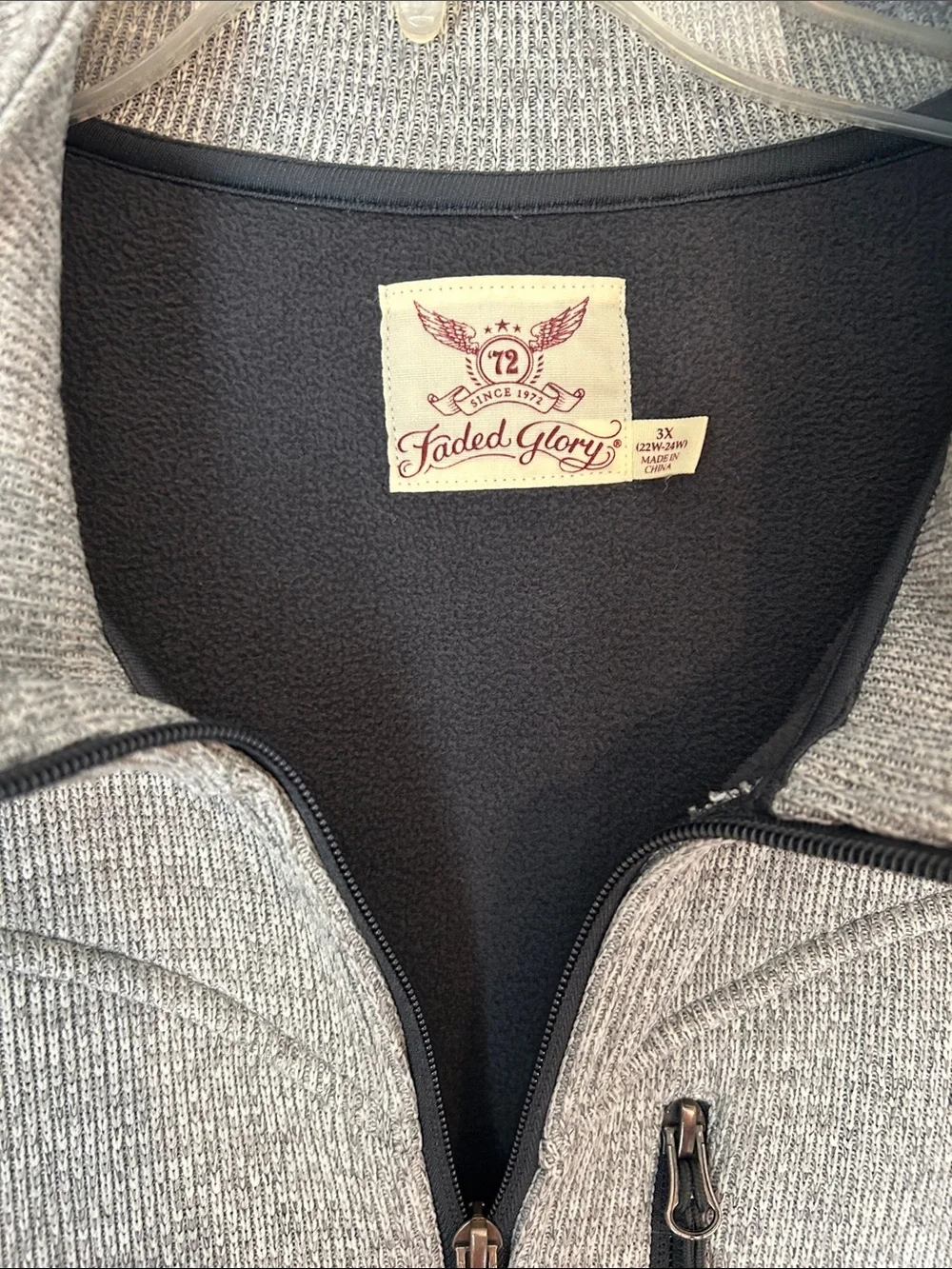 Faded Glory 3x Gray and Black Men's Full-Zip jacket